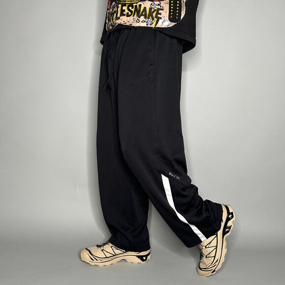 Nike Elite Sweatpants Black Polyester Baggy Wide Leg White